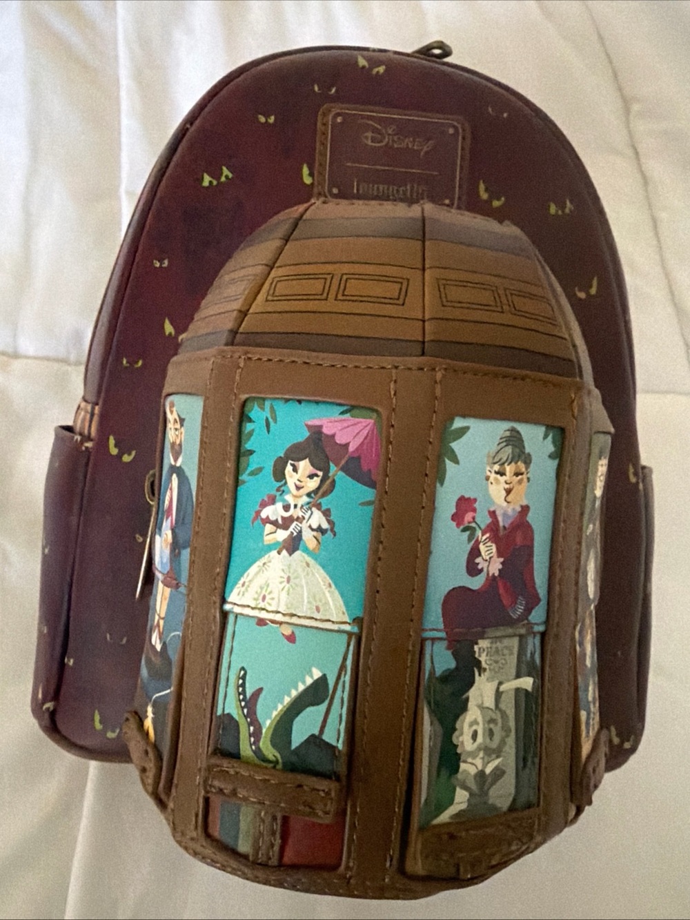 Loungefly Haunted Mansion Stretching Room Portraits Glow Mini Backpack NWT